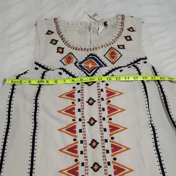 NWT Anthropologie White Midi Dress with Multicolor Embroidery - Picture 4 of 6